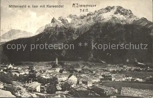 Mittenwald Bayern Panorama Blick zum Karwendelgebirge Kat. Mittenwald