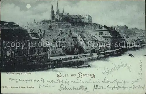 Bamberg Michaelsberg Kirche im Mondschein Kat. Bamberg