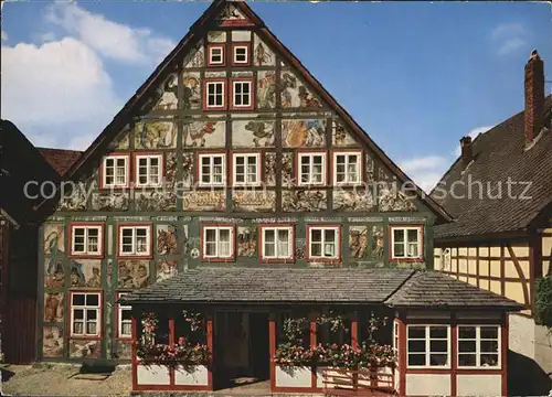 Schwalenberg Gasthof Kuenstlerklause Fassadenmalerei Friedrich Eicke  Kat. Schieder Schwalenberg