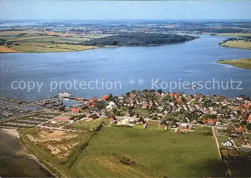 Maasholm mit Blick ueber Schlei und Kappeln Fliegeraufnahme Kat. Maasholm