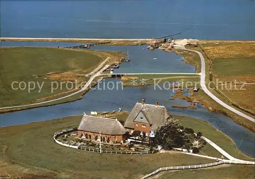 Hallig Hooge Kirchwarft Fliegeraufnahme Kat. Hooge