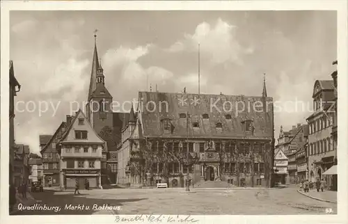 Quedlinburg Markt Rathaus Benediktinerkirche Kat. Quedlinburg