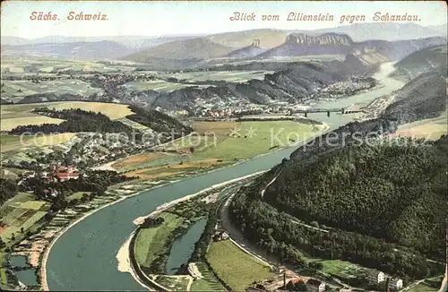 Schandau Bad Blick vom Lilienstein Kat. Bad Schandau