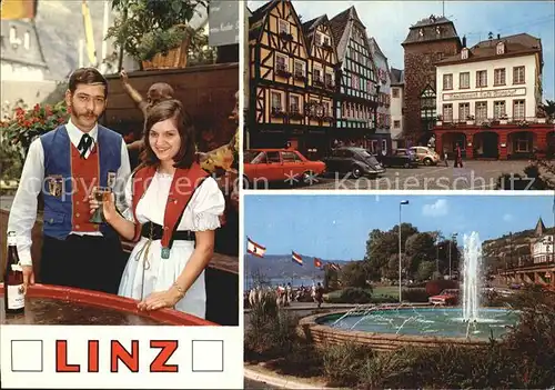 Linz Rhein Trachtenpaar Marktplatz Brunnen Kat. Linz am Rhein