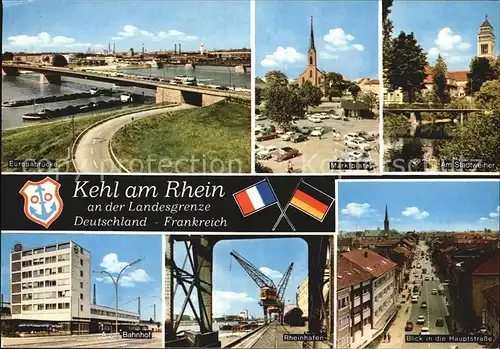 Kehl Rhein Europabruecke Marktplatz Stadtweiher Bahnhof Rheinhafen  Kat. Kehl