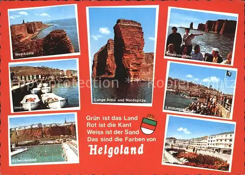 Helgoland Felsen Lange Anna Westkueste Hafen Landungsbruecke Kat. Helgoland