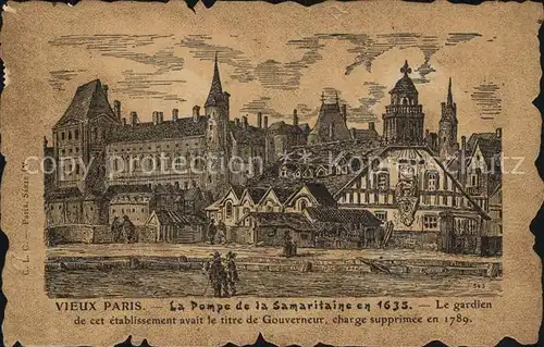 Vieux Paris La Pompe de la Samaritaine en 1635 Dessin Kuenstlerkarte