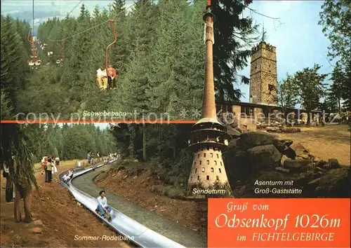 Ochsenkopf Asenturm mit Restaurant Schwebebahn Sommer Rodelbahn Kat. Spiegelau