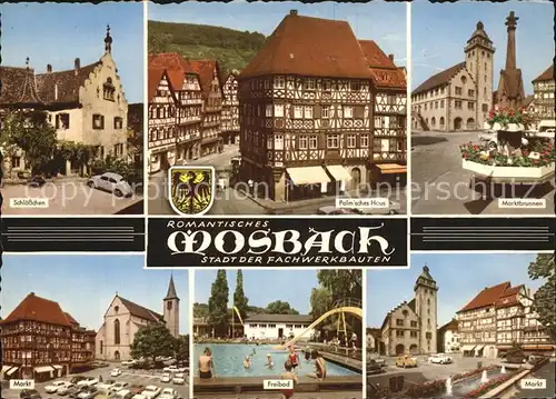 Mosbach Baden Schloesschen Palmsches Haus Freibad Markt  Kat. Mosbach