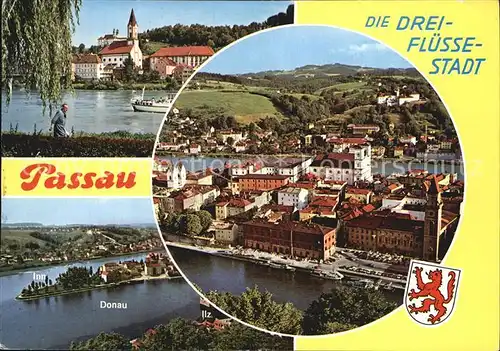 Passau Inn Donau Ilz Fliegeraufnahme Kat. Passau