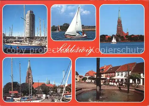 Schleswig Schlei Hafen Hochhaus Kirche Kat. Erfde