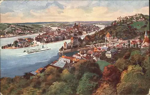 Passau Panorama Dreifluessestadt Kat. Passau