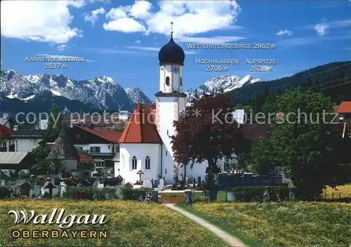 Wallgau Kirche Hochblassen Karwendelgebirge Alpspitze Kat. Wallgau