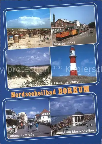 Borkum Nordseebad Inselbahnhof Leuchtturm Suedstrand Kat. Borkum