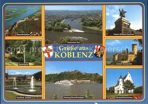 Koblenz Rhein Kaiser Wilhelm Denkmal Schloss Stolzenfels Deutschherrenhaus Festung Ehrenbreitstein Schloss  Kat. Koblenz