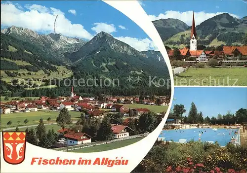 Fischen Allgaeu Panorama Schwimmbad Kirche Kat. Fischen i.Allgaeu