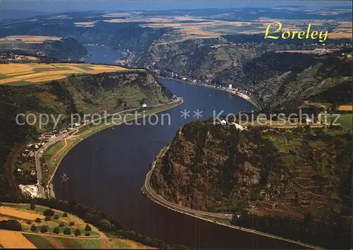 Loreley Lorelei Fliegeraufnahme mit St. Goarshausen Kat. Sankt Goarshausen