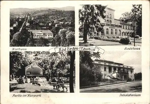 Bad Soden Taunus Kurhaus Partie im Kurpark Inhalatorium Badehaus Kat. Bad Soden am Taunus