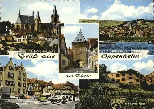 Oppenheim Ruine Landskrone Marktplatz Rathaus Gautor Kat. Oppenheim Rhein