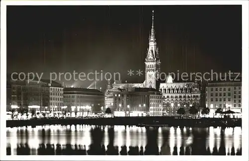 Hamburg Binnenalster Rathaus Lichterglanz Kat. Hamburg