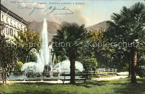 Lugano TI Giardino pubblico e fontana Kat. Lugano