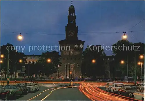 Milano Castello Sforzesco notturno Schloss Nachtaufnahme Kat. Italien