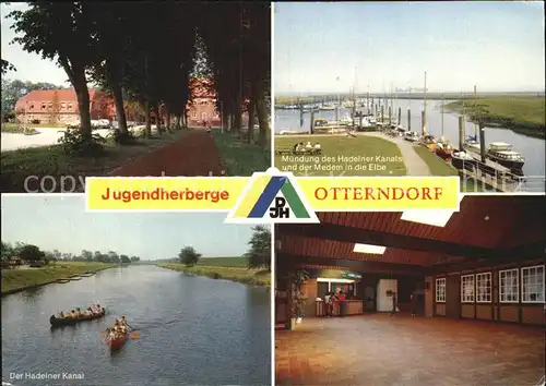 Otterndorf Niederelbe Jugendherberge Muendung Hadelner Kanal Medem in die Elbe Bootsanleger Kat. Otterndorf