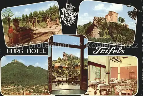 Annweiler Trifels Burg Hotel Trifels Brunnen Terrasse Kat. Annweiler am Trifels