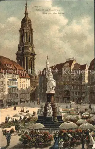 Dresden Altmarkt Kreuzkirche Cafe Central Kat. Dresden Elbe