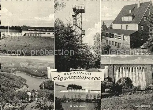 Aggertalsperre Feuerwehrheim Teilansicht Unnenbergturm Schullandheim Jugendherberge Kat. Gummersbach