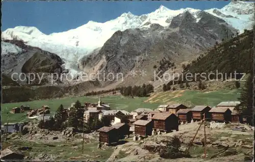 Saas Fee mit Fee Gletscher Alphubel Taeschhorn Dom  Kat. Saas Fee