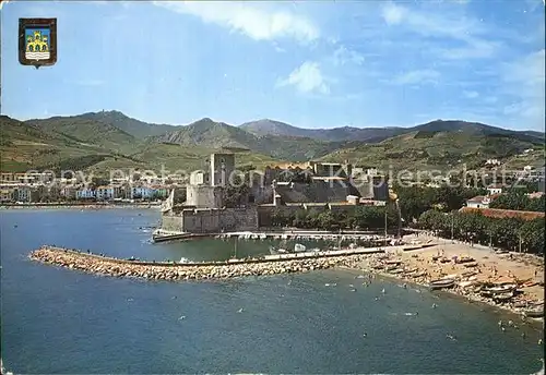 Argeles sur Mer Fliegeraufnahme mit Hafen und Strand Kat. Argeles sur Mer