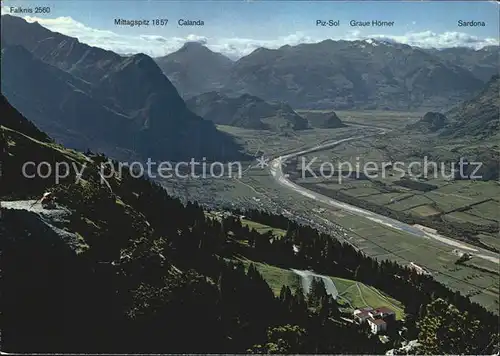 Gaflei Panorama ab Fuerstensteig Rheintal Tourotel Alpen Kat. Liechtenstein