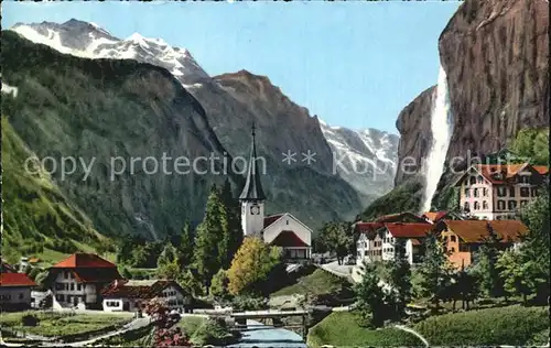 Lauterbrunnen BE mit Staubbach und Jungfrau Kat. Lauterbrunnen