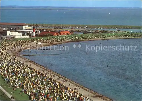 Buesum Nordseebad Blick vom Hochhaus zum Stand  Kat. Buesum