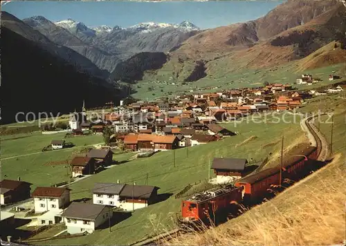 Sedrun Panorama mit Eisenbahn Kat. Sedrun