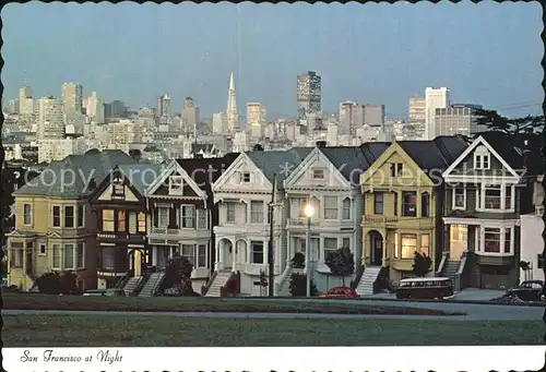 San Francisco California Victorian Houses and Skyline Kat. San Francisco