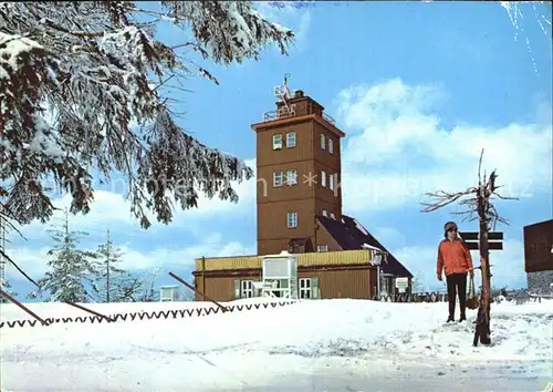 Oberwiesenthal Erzgebirge Wetterwarte auf dem Fichtelberg im Winter Kat. Oberwiesenthal