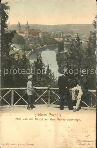 Bastei Saechsische Schweiz Blick vom Promenadenweg auf Schloss Rochlitz Kat. Rathen Sachsen