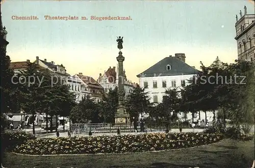 Chemnitz Theaterplatz mit Siegesdenkmal Kat. Chemnitz