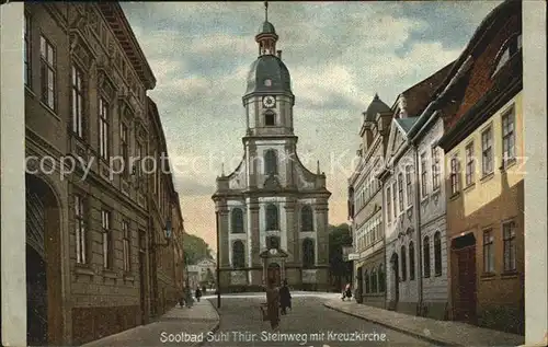 Suhl Thueringer Wald Steinweg mit Kreuzkirche Kat. Suhl