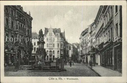 Coeln Rhein Waidmarkt Brunnen Statue Kat. Koeln