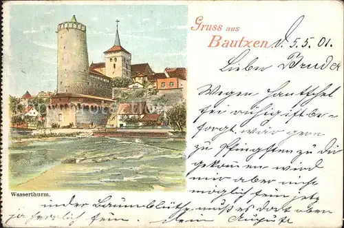 Bautzen Wasserturm Litho Kat. Bautzen