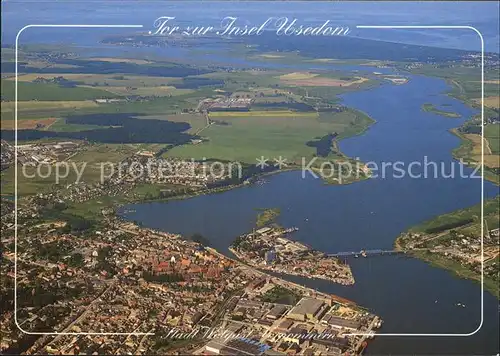 Wolgast Mecklenburg Vorpommern Fliegeraufnahme mit Peenemuendung Kat. Wolgast