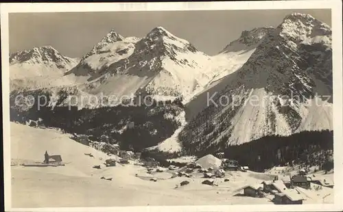 Arosa GR Winterpanorama gegen die Furkahoerner Urner Alpen Kat. Arosa