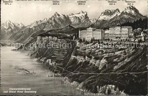 Seelisberg UR Grand Hotel Vierwaldstaettersee Alpen Kat. Seelisberg