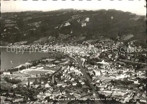 Bregenz Vorarlberg mit Pfaender Bodensee Fliegeraufnahme Kat. Bregenz