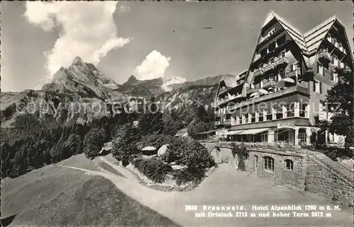 Braunwald GL Hotel Alpenblick Ortstock Turm Kat. Braunwald