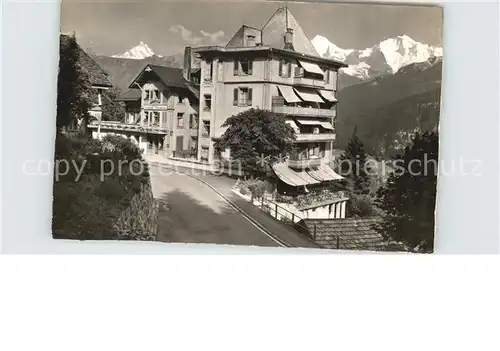 Beatenberg Kurheim Pension Schoenegg mit Moench und Jungfrau Kat. Beatenberg