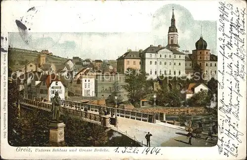 Greiz Thueringen Unteres Schloss Grosse Bruecke Kat. Greiz